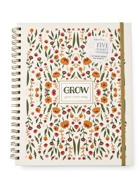 NWT Grow Your Own Why 5 Subject Spiral Notebook + Stickers 9.25x11 Journal NEW